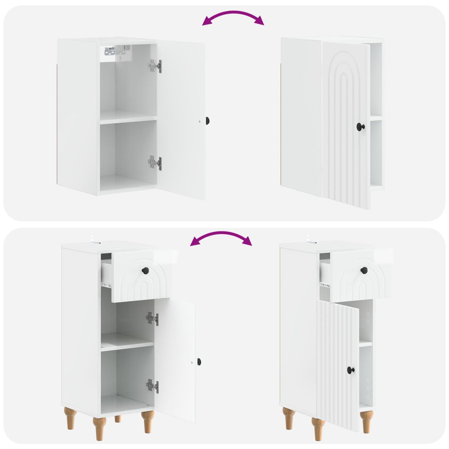 vidaXL 3 Piece Bathroom Cabinet Set ALKMAAR High Gloss White