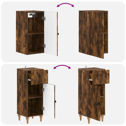 vidaXL 3 Piece Bathroom Cabinet Set ALKMAAR Smoked Oak Engineered Wood