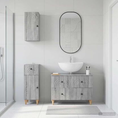 vidaXL 3 Piece Bathroom Cabinet Set ALKMAAR Grey Sonoma