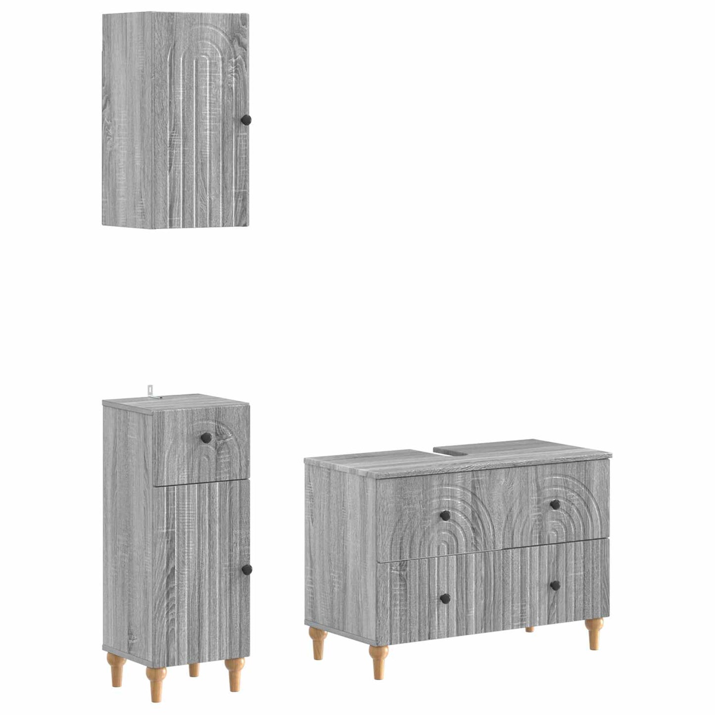 vidaXL 3 Piece Bathroom Cabinet Set ALKMAAR Grey Sonoma