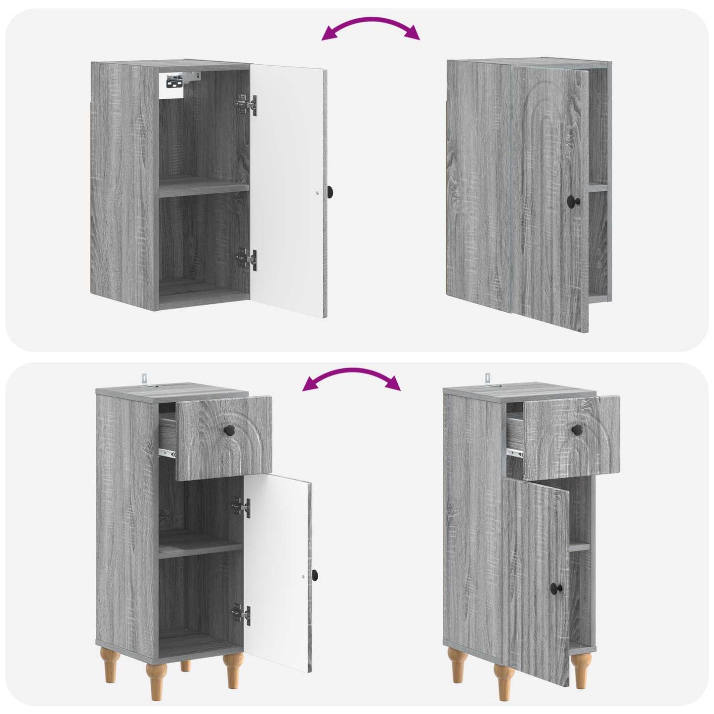 vidaXL 3 Piece Bathroom Cabinet Set ALKMAAR Grey Sonoma
