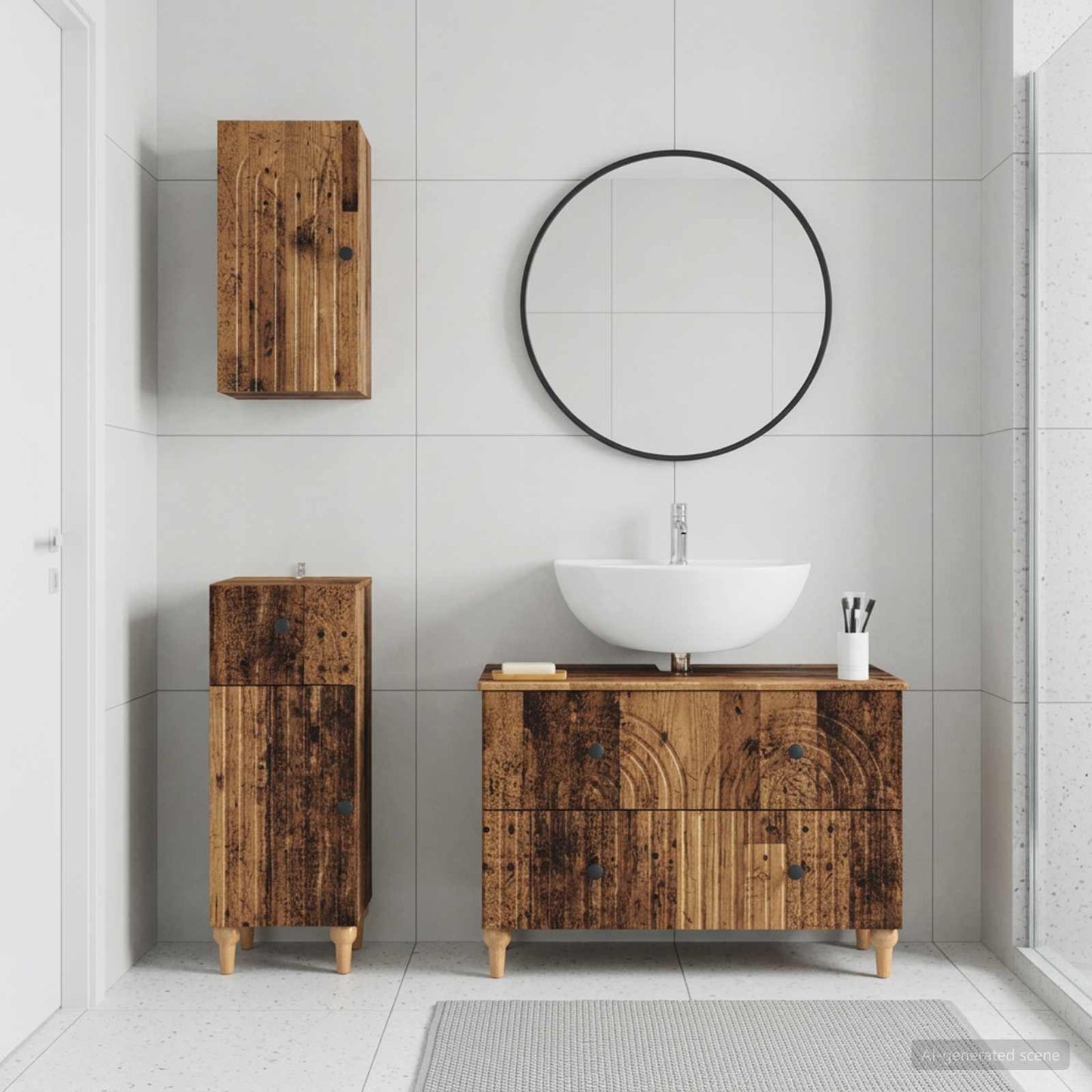 vidaXL 3 Piece Bathroom Cabinet Set ALKMAAR Old Wood Engineered Wood