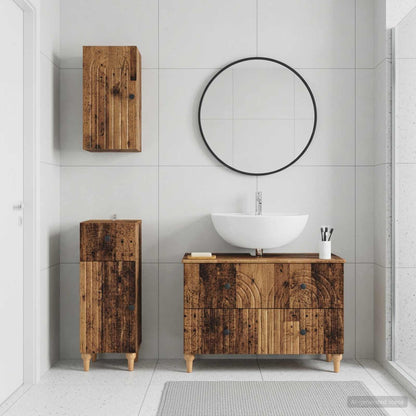 vidaXL 3 Piece Bathroom Cabinet Set ALKMAAR Old Wood Engineered Wood