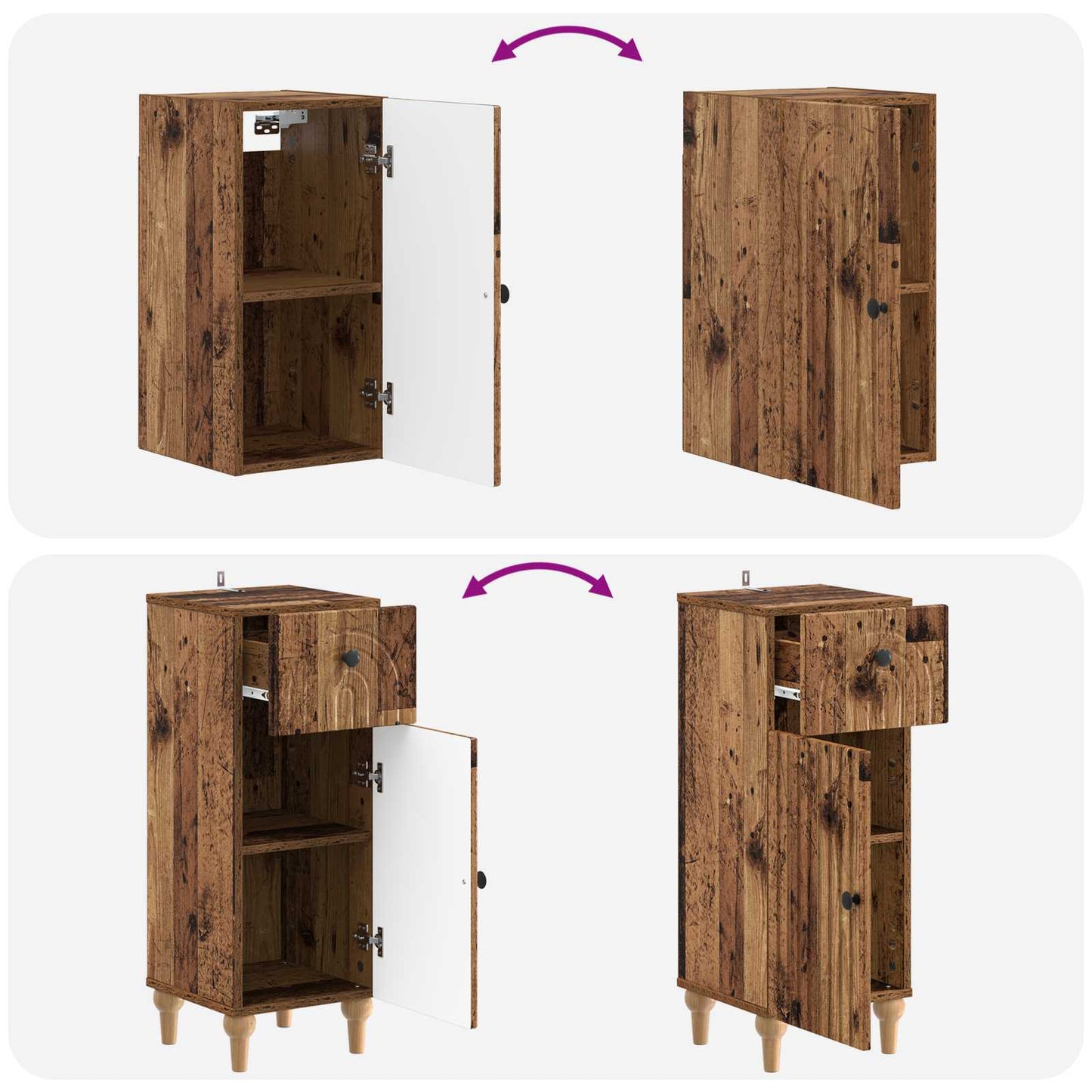 vidaXL 3 Piece Bathroom Cabinet Set ALKMAAR Old Wood Engineered Wood
