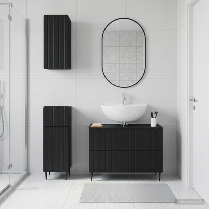 vidaXL 3 Piece Bathroom Cabinet Set ZWOLLE Black Engineered Wood