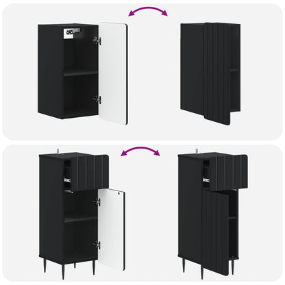 vidaXL 3 Piece Bathroom Cabinet Set ZWOLLE Black Engineered Wood