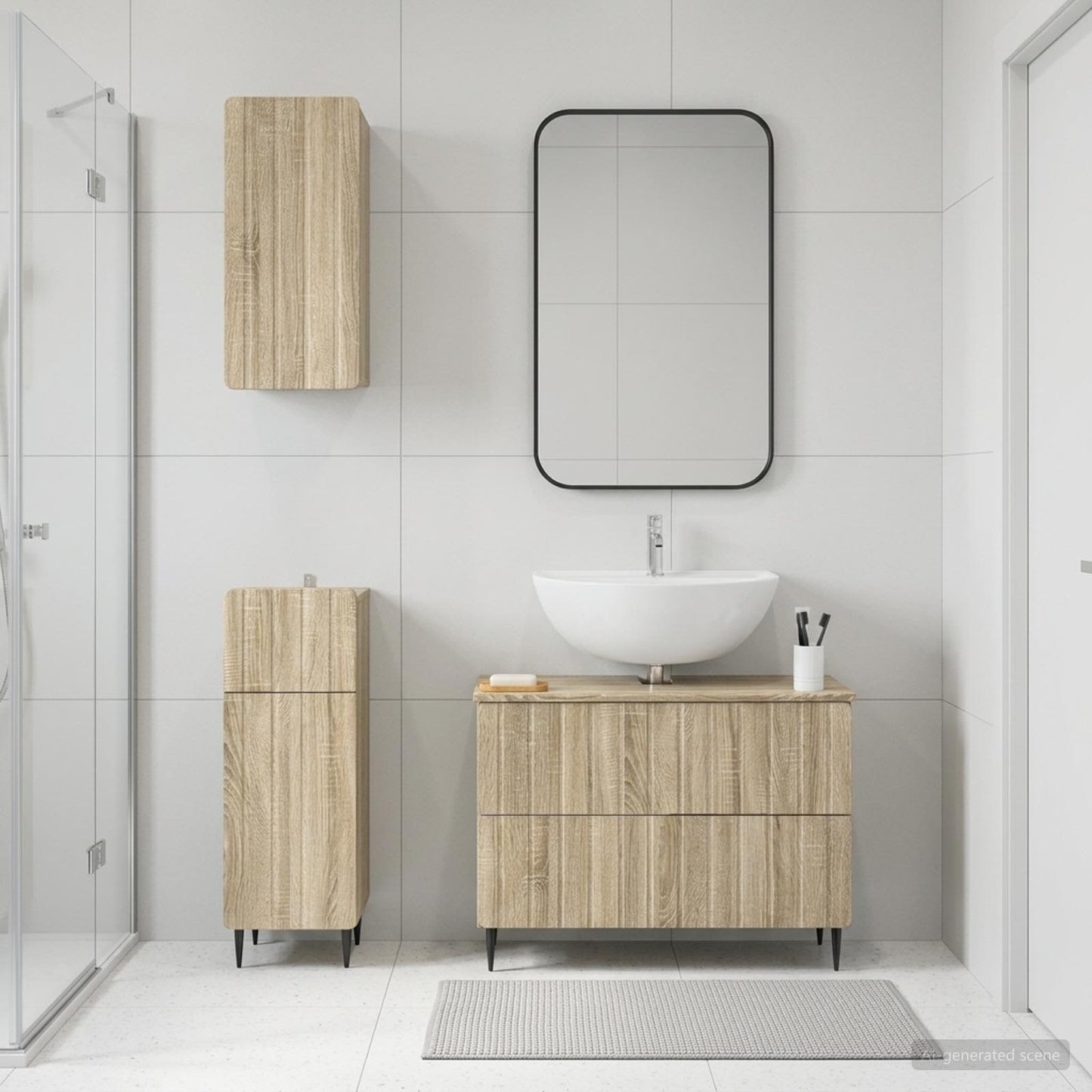 vidaXL 3 Piece Bathroom Cabinet Set ZWOLLE Sonoma Oak Engineered Wood