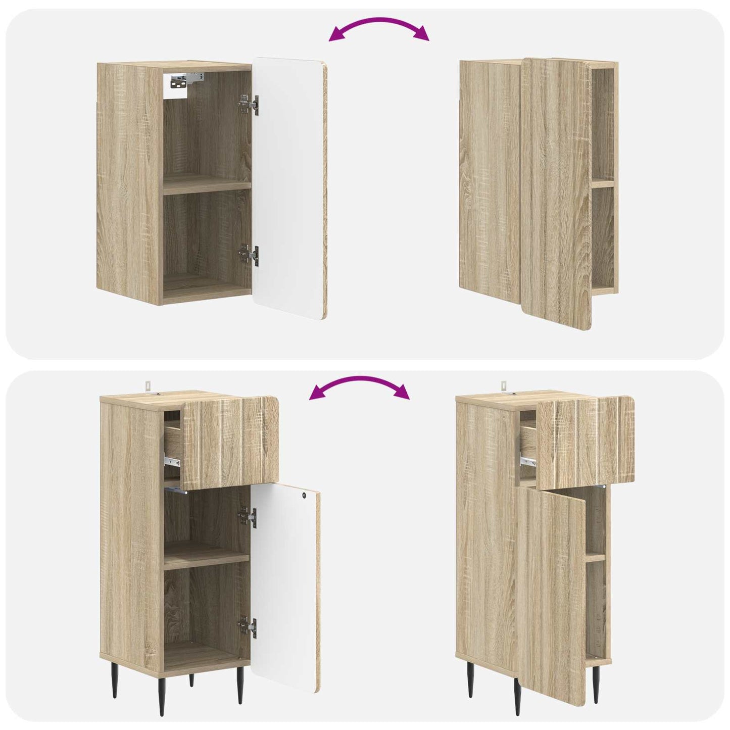 vidaXL 3 Piece Bathroom Cabinet Set ZWOLLE Sonoma Oak Engineered Wood
