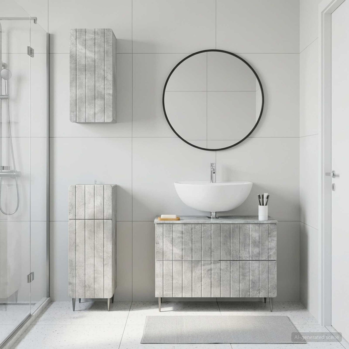 vidaXL 3 Piece Bathroom Cabinet Set ZWOLLE Concrete Grey