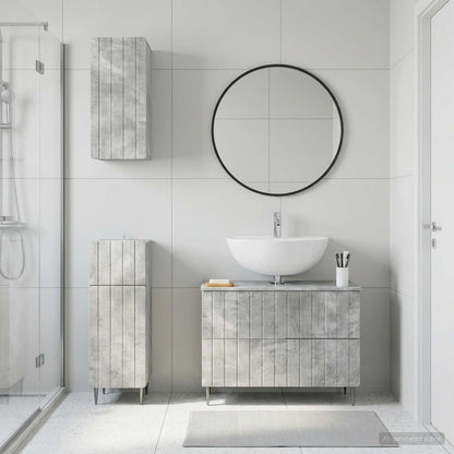 vidaXL 3 Piece Bathroom Cabinet Set ZWOLLE Concrete Grey