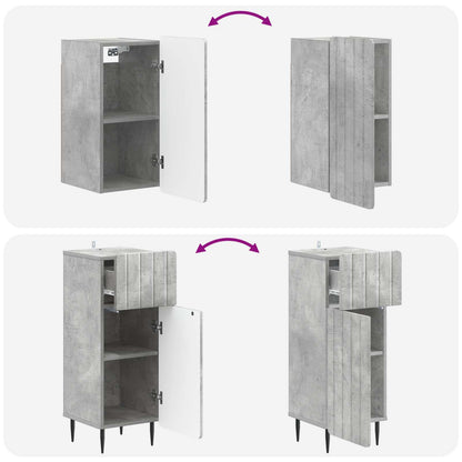 vidaXL 3 Piece Bathroom Cabinet Set ZWOLLE Concrete Grey