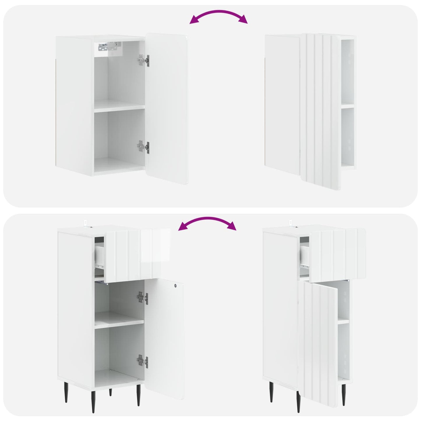 vidaXL 3 Piece Bathroom Cabinet Set ZWOLLE High Gloss White