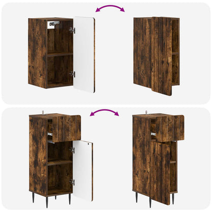 vidaXL 3 Piece Bathroom Cabinet Set ZWOLLE Smoked Oak Engineered Wood