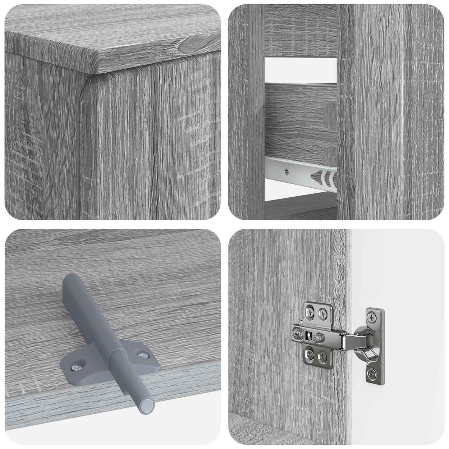 vidaXL 3 Piece Bathroom Cabinet Set ZWOLLE Grey Sonoma Engineered Wood