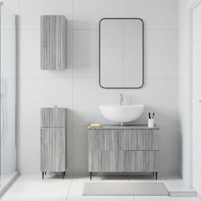 vidaXL 3 Piece Bathroom Cabinet Set ZWOLLE Grey Sonoma Engineered Wood