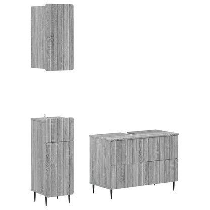 vidaXL 3 Piece Bathroom Cabinet Set ZWOLLE Grey Sonoma Engineered Wood