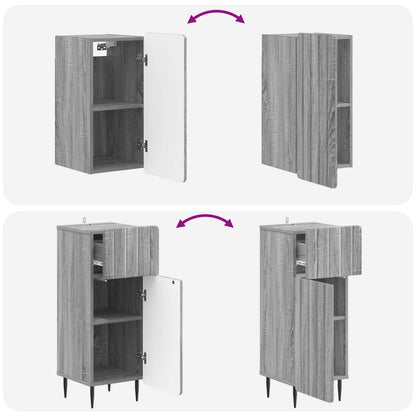 vidaXL 3 Piece Bathroom Cabinet Set ZWOLLE Grey Sonoma Engineered Wood