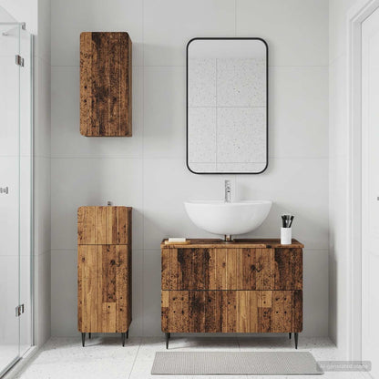 vidaXL 3 Piece Bathroom Cabinet Set ZWOLLE Old Wood Engineered Wood