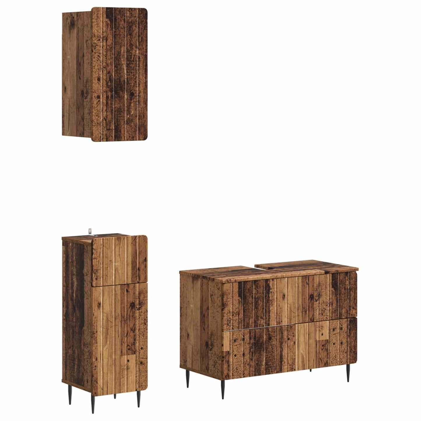 vidaXL 3 Piece Bathroom Cabinet Set ZWOLLE Old Wood Engineered Wood