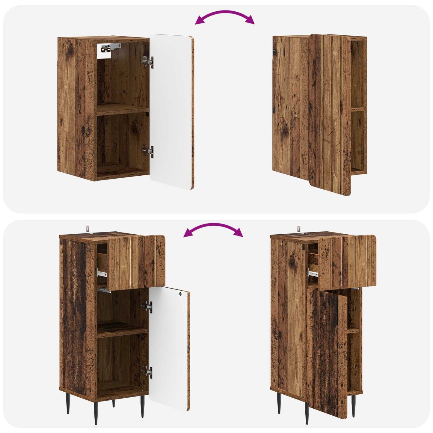 vidaXL 3 Piece Bathroom Cabinet Set ZWOLLE Old Wood Engineered Wood
