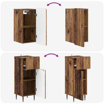 vidaXL 3 Piece Bathroom Cabinet Set ZWOLLE Old Wood Engineered Wood