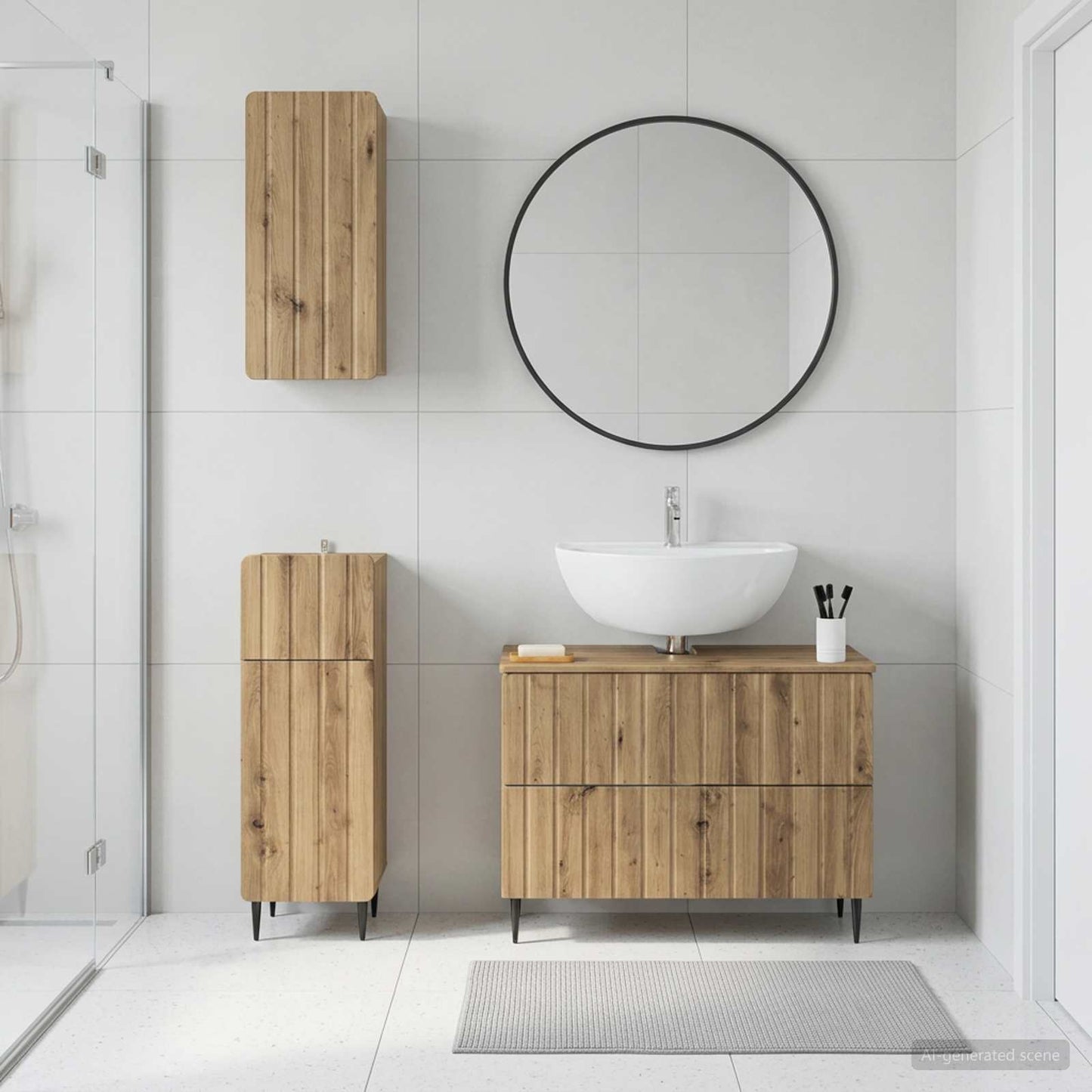 vidaXL 3 Piece Bathroom Cabinet Set ZWOLLE Artisan Oak Engineered Wood