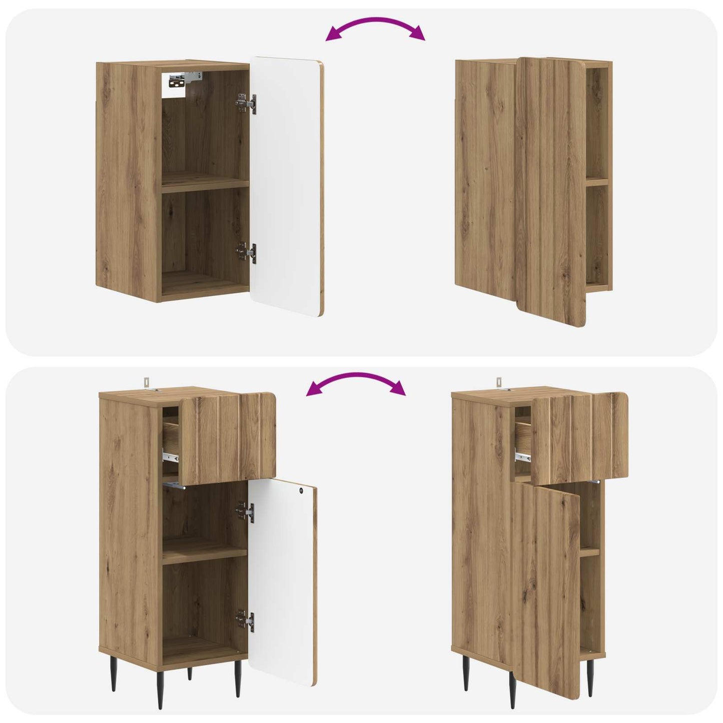 vidaXL 3 Piece Bathroom Cabinet Set ZWOLLE Artisan Oak Engineered Wood