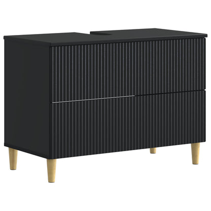 vidaXL 3 Piece Bathroom Cabinet Set ARNHEM Black Engineered Wood