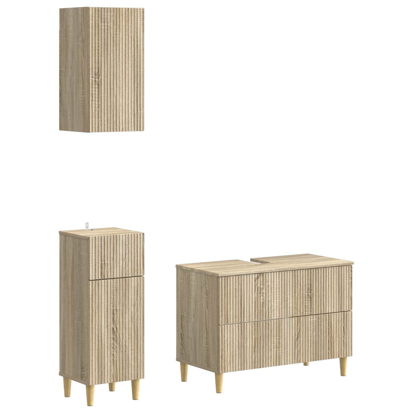 vidaXL 3 Piece Bathroom Cabinet Set ARNHEM Sonoma Oak Engineered Wood