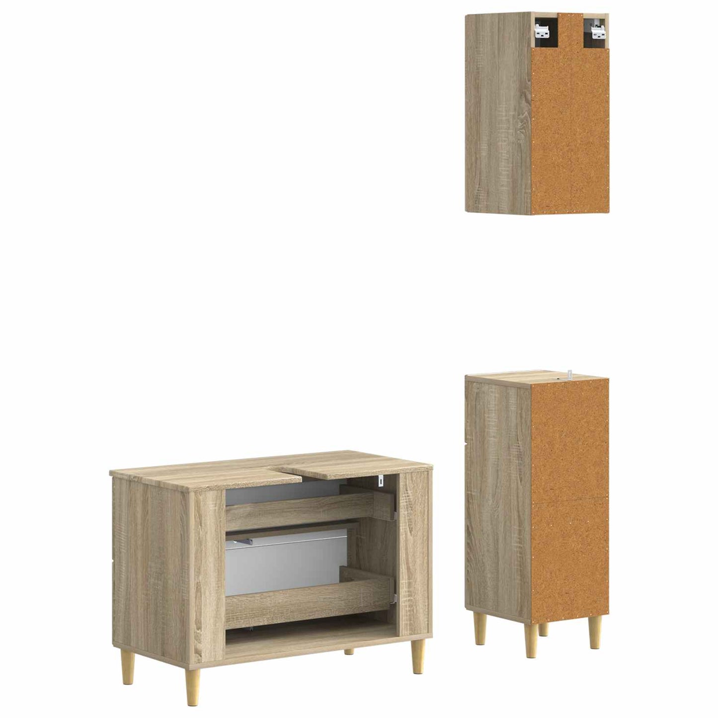 vidaXL 3 Piece Bathroom Cabinet Set ARNHEM Sonoma Oak Engineered Wood