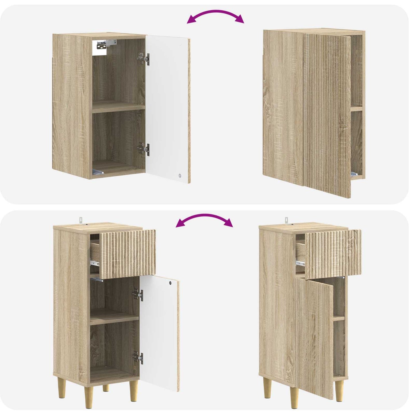 vidaXL 3 Piece Bathroom Cabinet Set ARNHEM Sonoma Oak Engineered Wood
