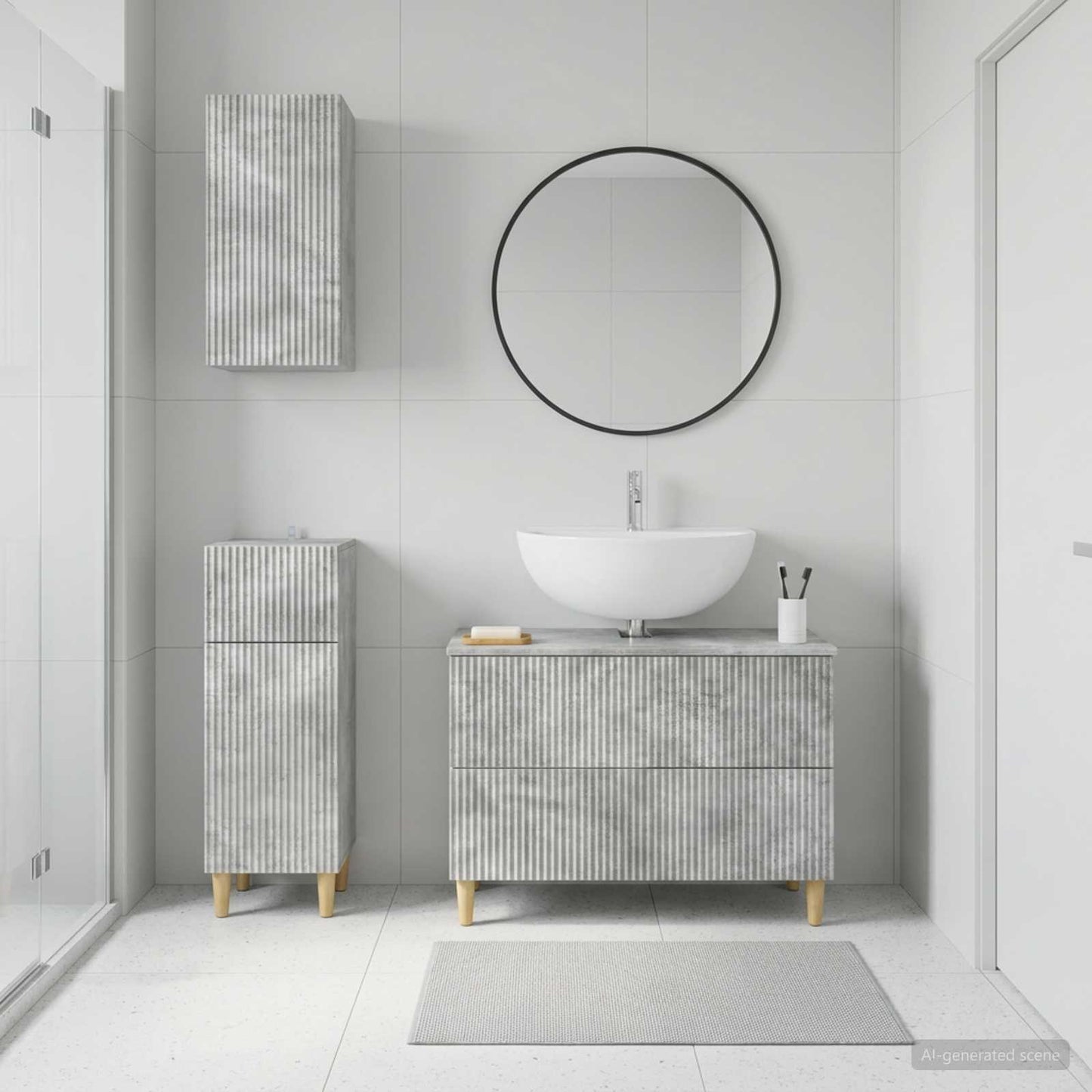 vidaXL 3 Piece Bathroom Cabinet Set ARNHEM Concrete Grey