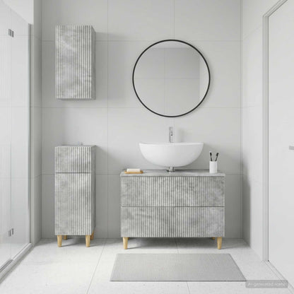 vidaXL 3 Piece Bathroom Cabinet Set ARNHEM Concrete Grey