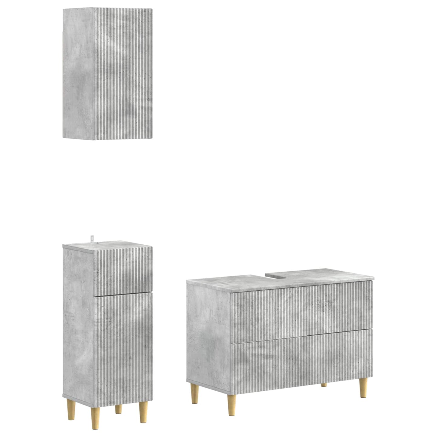 vidaXL 3 Piece Bathroom Cabinet Set ARNHEM Concrete Grey