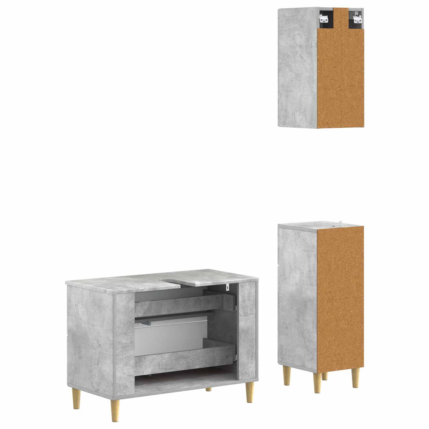 vidaXL 3 Piece Bathroom Cabinet Set ARNHEM Concrete Grey