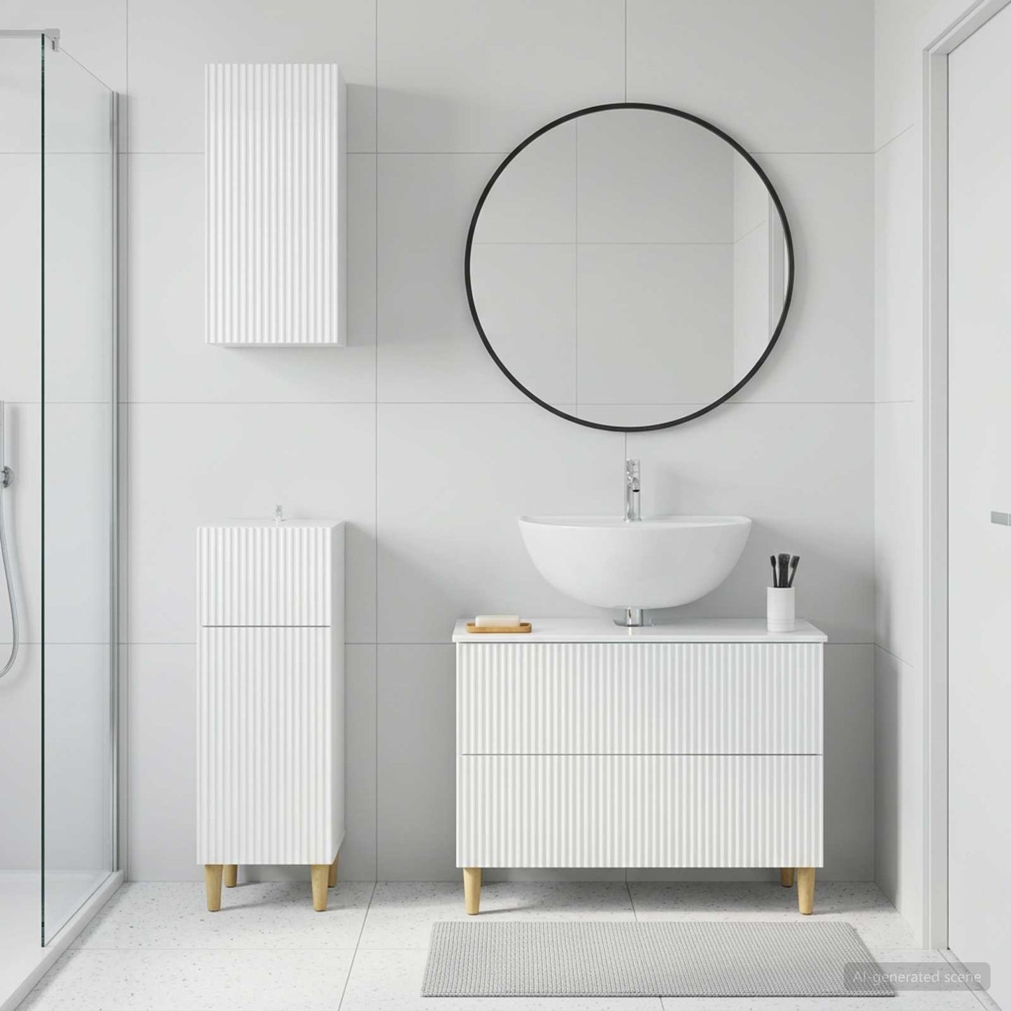 vidaXL 3 Piece Bathroom Cabinet Set ARNHEM High Gloss White