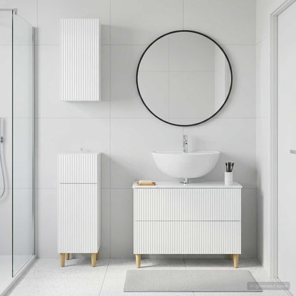 vidaXL 3 Piece Bathroom Cabinet Set ARNHEM High Gloss White