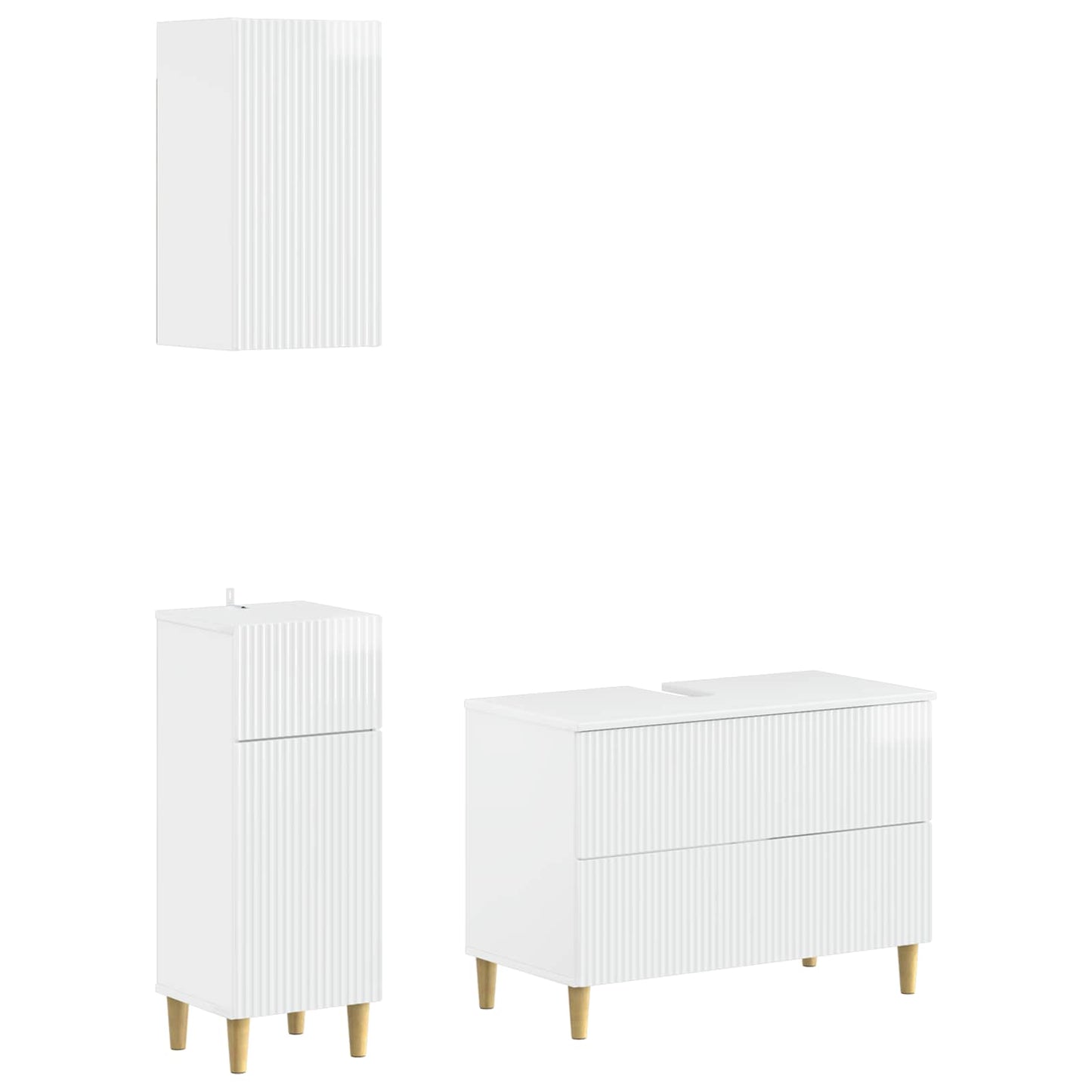 vidaXL 3 Piece Bathroom Cabinet Set ARNHEM High Gloss White