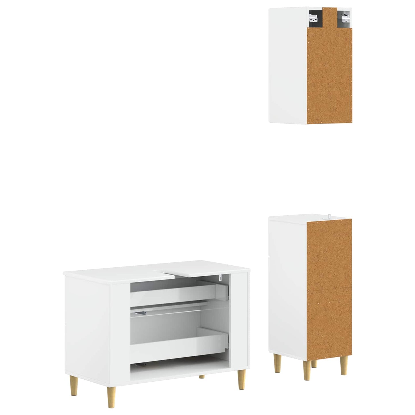 vidaXL 3 Piece Bathroom Cabinet Set ARNHEM High Gloss White