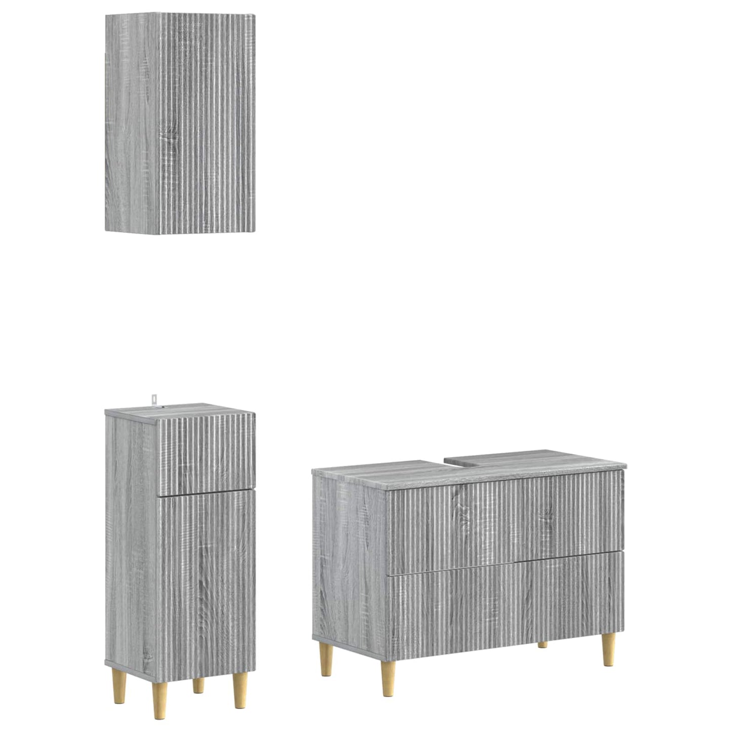 vidaXL 3 Piece Bathroom Cabinet Set ARNHEM Grey Sonoma Engineered Wood
