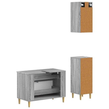vidaXL 3 Piece Bathroom Cabinet Set ARNHEM Grey Sonoma Engineered Wood