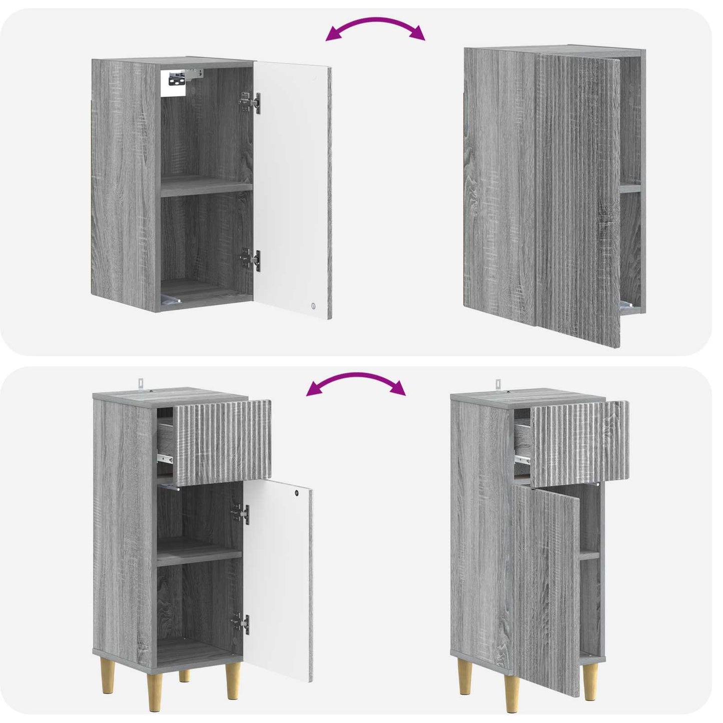 vidaXL 3 Piece Bathroom Cabinet Set ARNHEM Grey Sonoma Engineered Wood