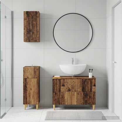 vidaXL 3 Piece Bathroom Cabinet Set ARNHEM Old Wood Engineered Wood