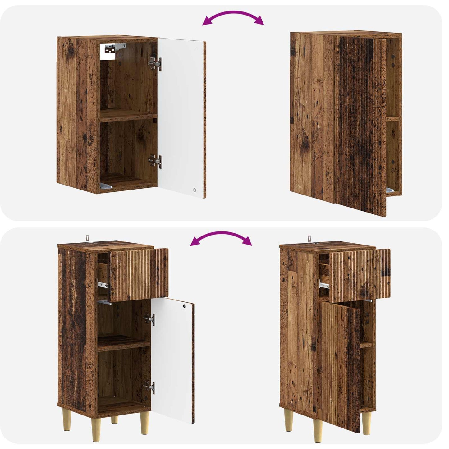vidaXL 3 Piece Bathroom Cabinet Set ARNHEM Old Wood Engineered Wood