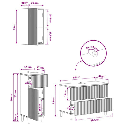 vidaXL 3 Piece Bathroom Cabinet Set ARNHEM Old Wood Engineered Wood