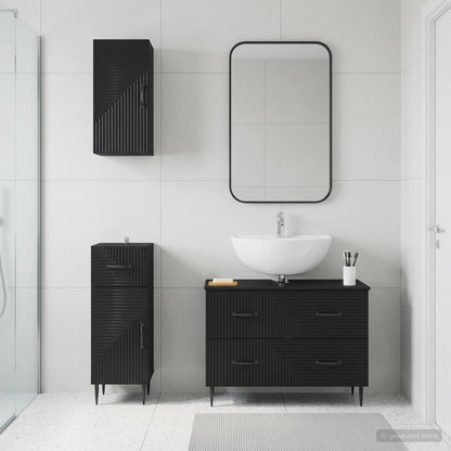 vidaXL 3 Piece Bathroom Cabinet Set HAARLEM Black Engineered Wood