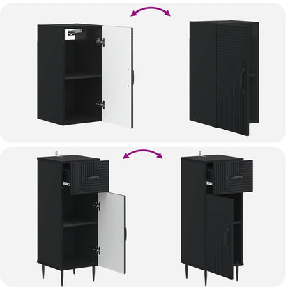 vidaXL 3 Piece Bathroom Cabinet Set HAARLEM Black Engineered Wood