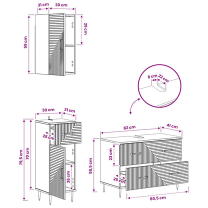 vidaXL 3 Piece Bathroom Cabinet Set HAARLEM Black Engineered Wood