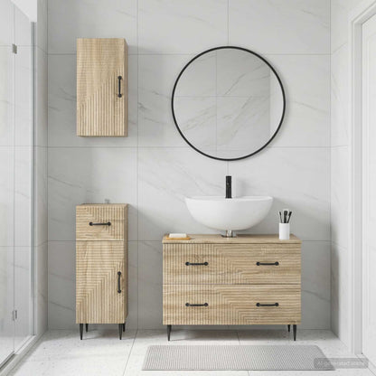 vidaXL 3 Piece Bathroom Cabinet Set HAARLEM Sonoma Oak Engineered Wood