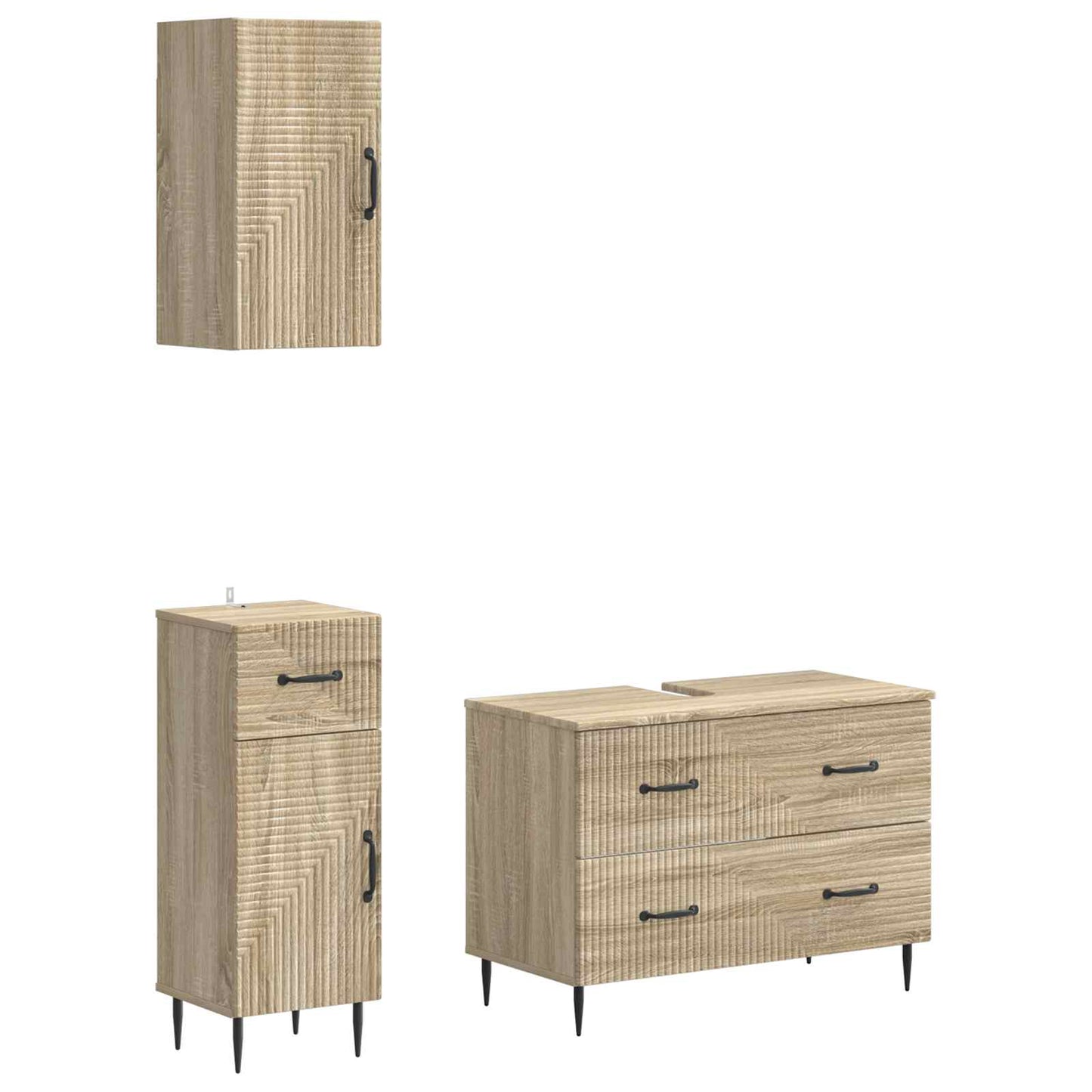 vidaXL 3 Piece Bathroom Cabinet Set HAARLEM Sonoma Oak Engineered Wood